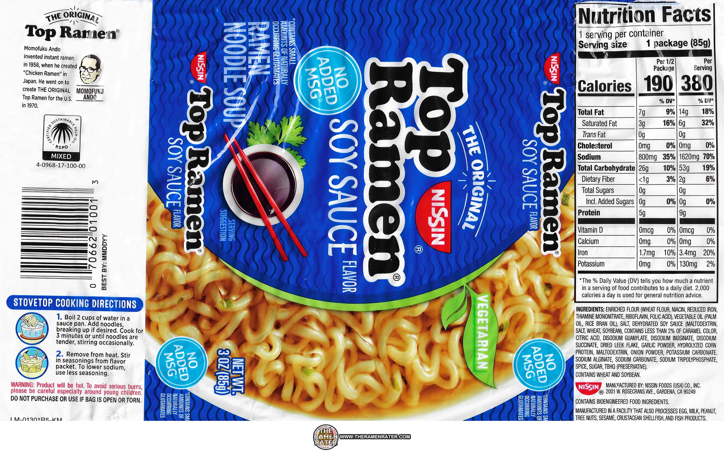 #4525: Nissin Top Ramen Soy Sauce Ramen Noodle Soup - USA